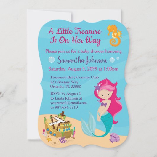 Cute Cartoon Character Mermaid Baby shower Design Kaart (Voorkant)