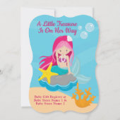 Cute Cartoon Character Mermaid Baby shower Design Kaart (Achterkant)