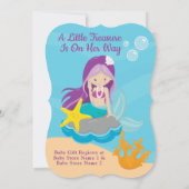 Cute Cartoon Character Mermaid Baby shower Design Kaart (Achterkant)