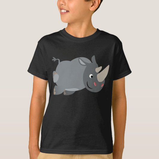 Cute Cartoon Charge Rhino Children T-Shirt (Voorkant)