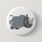 Cute Cartoon Charging Rhino Button Badge (Voorkant)