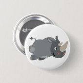 Cute Cartoon Charging Rhino Button Badge (Voorkant /achterkant)