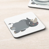 Cute Cartoon Charging Rhino Onderzetters Set (Linkerzijde)