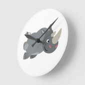 Cute Cartoon Charging Rhino Wall klok (Hoek)