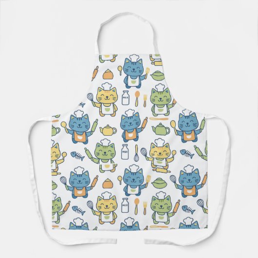 Cute Cartoon Chef Cats Apron Kawaii Kitten Baking Schort (Voorkant)