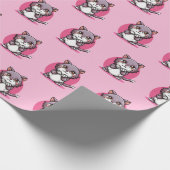 Cute Cartoon Chibi Kawaii Cat op roze Cadeaupapier (Hoek)