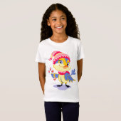 Cute Cartoon Chick Kerstmis T-shirt (Voorkant volledig)