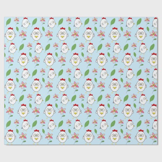 Cute Cartoon Chicken Illustration Cadeaupapier (Vlak)