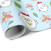 Cute Cartoon Chicken Illustration Cadeaupapier (Rol Hoek)