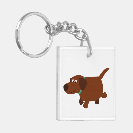 Cute Cartoon Chocolate Labrador AcrylSleutelhanger Sleutelhanger (Voorkant Links)