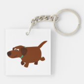 Cute Cartoon Chocolate Labrador AcrylSleutelhanger Sleutelhanger (Achterkant)