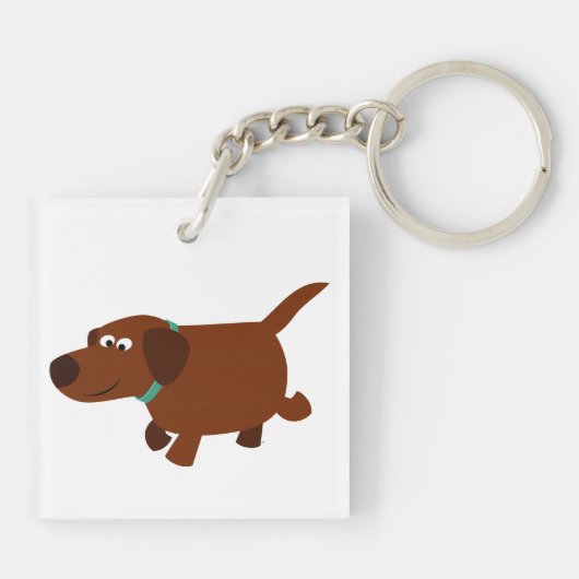 Cute Cartoon Chocolate Labrador AcrylSleutelhanger Sleutelhanger (Achterkant)