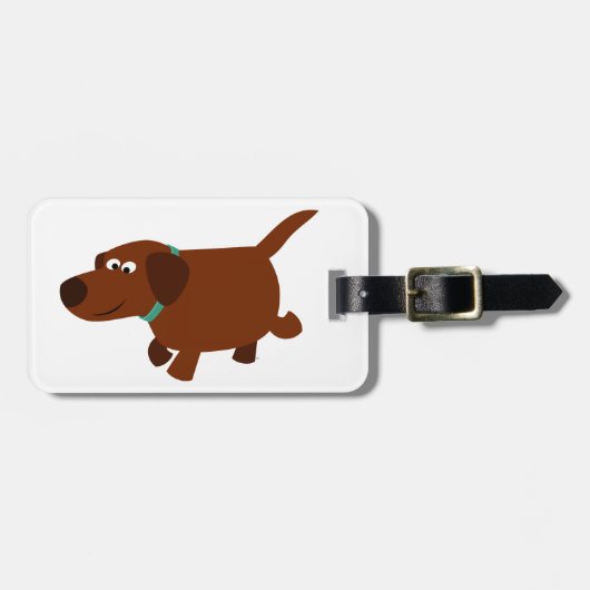 Cute Cartoon Chocolate Labrador Bagagelabel (Voorkant horizontaal)