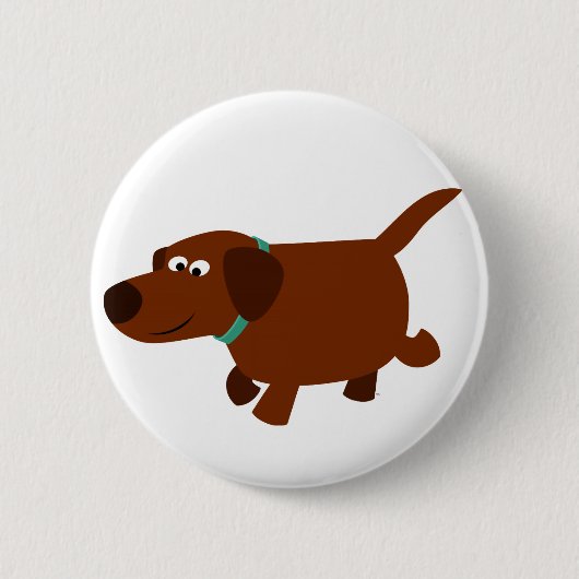 Cute Cartoon Chocolate Labrador Button Badge (Voorkant)