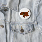 Cute Cartoon Chocolate Labrador Button Badge (In situ)