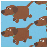 Cute Cartoon Chocolate Labrador Fabric Stof (Close Up)