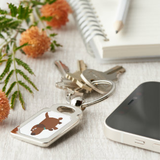 Cute Cartoon Chocolate Labrador Metal Sleutelhange Sleutelhanger