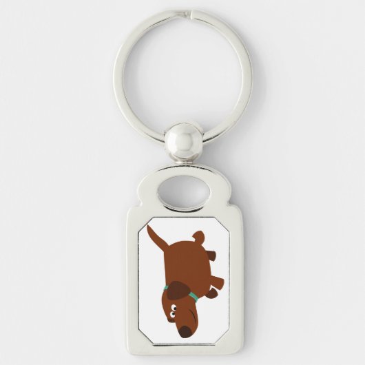 Cute Cartoon Chocolate Labrador Metal Sleutelhange Sleutelhanger (Voorkant)