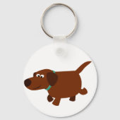 Cute Cartoon Chocolate Labrador Sleutelhanger (Voorkant)