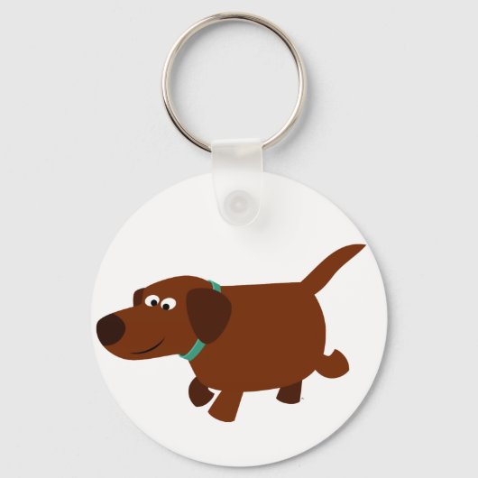Cute Cartoon Chocolate Labrador Sleutelhanger (Voorkant)