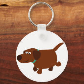 Cute Cartoon Chocolate Labrador Sleutelhanger (Voorkant)