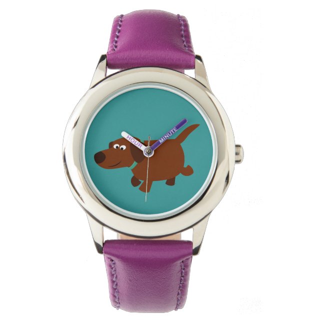 Cute Cartoon Chocolate Labrador Watch Horloge (Voorkant)