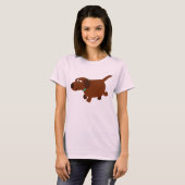 Cute Cartoon Chocolate Labrador Women T-Shirt (Voorkant volledig)