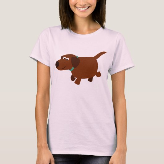Cute Cartoon Chocolate Labrador Women T-Shirt (Voorkant)
