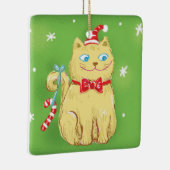 Cute Cartoon Christmas Cat with Santa Hat Keramisch Ornament (Rechts)