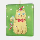 Cute Cartoon Christmas Cat with Santa Hat Keramisch Ornament (Links)