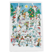 Cute Cartoon Christmas Polar Bear Penguin Party Medium Cadeauzakje (Voorkant)