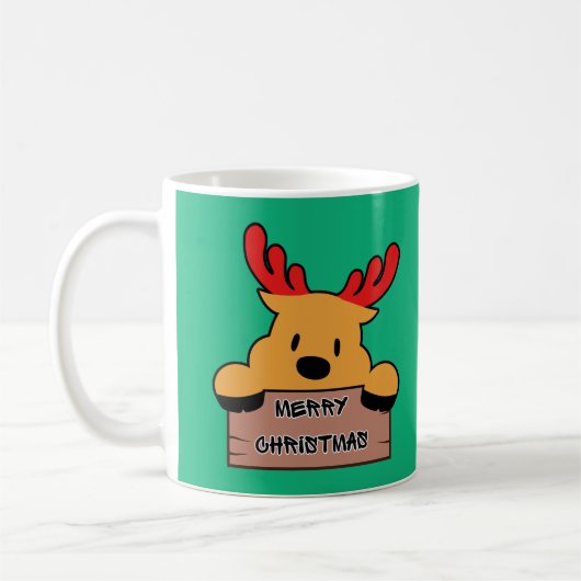 Cute Cartoon Christmas Reindeer  Koffiemok (Links)