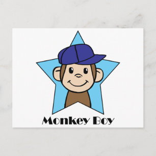 Cute Cartoon Clip Art Happy Monkey in Star w Pet Briefkaart