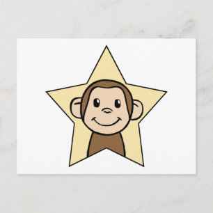 Cute Cartoon Clip Art Monkey met Grin Smile Star Briefkaart