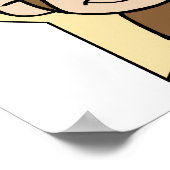 Cute Cartoon Clip Art Monkey met Grin Smile Star Poster (Hoek)