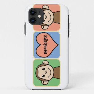 Cute Cartoon Clip Art Monkeys met hartliefde iPhone 11 Hoesje
