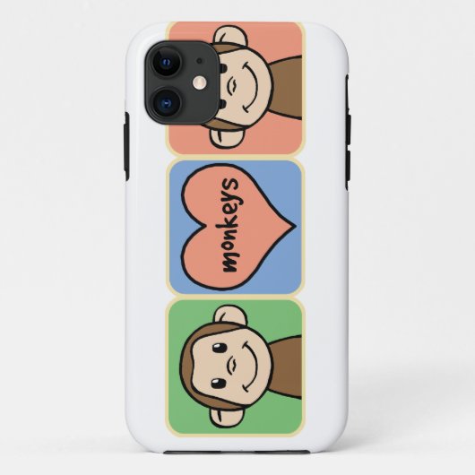Cute Cartoon Clip Art Monkeys met hartliefde Case-Mate iPhone Case (Achterkant)