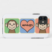Cute Cartoon Clip Art Monkeys met hartliefde Case-Mate iPhone Case (Achterkant (horizontaal))