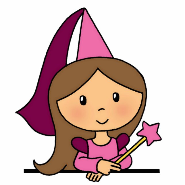 Cute Cartoon Clip Art Princess in een roze dress Staand Fotobeeldje (Voorkant)
