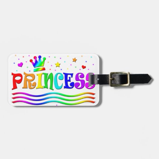 Cute Cartoon Clip Art Rainbow Princess Tiara Bagagelabel (Voorkant horizontaal)