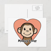 Cute Cartoon Clip Art Smile Monkey Love in Heart Briefkaart (Voorkant / Achterkant)