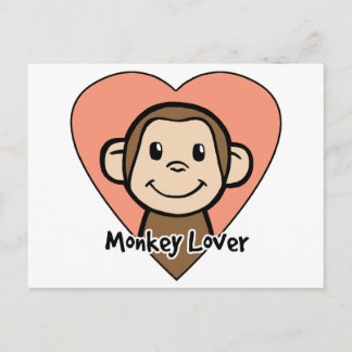 Cute Cartoon Clip Art Smile Monkey Love in Heart Briefkaart
