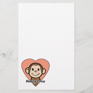 Cute Cartoon Clip Art Smile Monkey Love in Heart Briefpapier
