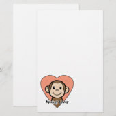Cute Cartoon Clip Art Smile Monkey Love in Heart Briefpapier (Voorkant / Achterkant)