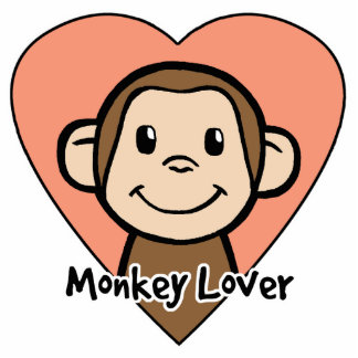 Cute Cartoon Clip Art Smile Monkey Love in Heart Staand Fotobeeldje