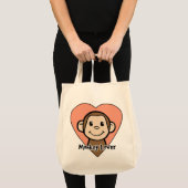 Cute Cartoon Clip Art Smile Monkey Love in Heart Tote Bag