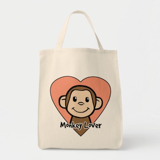 Cute Cartoon Clip Art Smile Monkey Love in Heart Tote Bag