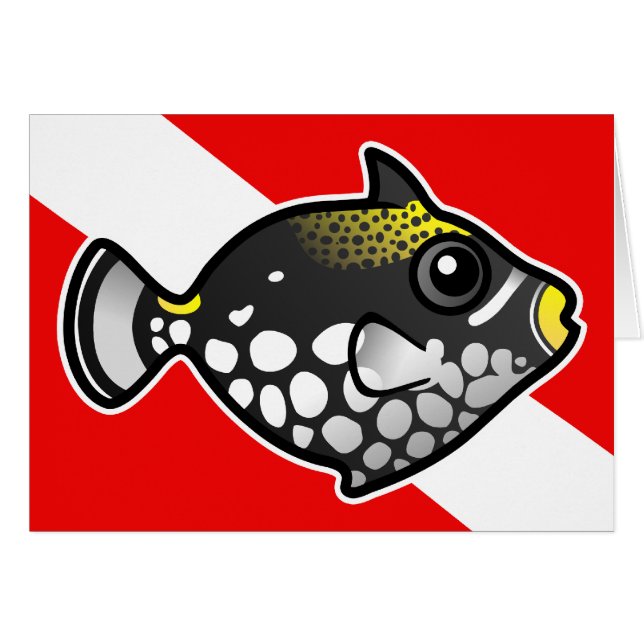 Cute Cartoon Clown Triggerfish Dive Vlag (Voorkant Horizontaal)