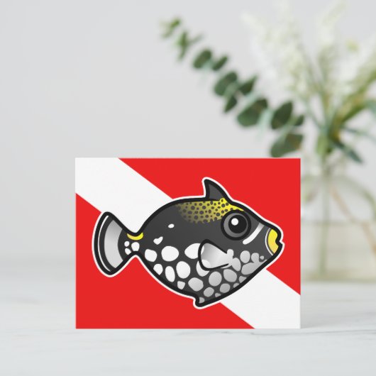Cute Cartoon Clown Triggerfish Dive Vlag Briefkaart (Staand voorkant)