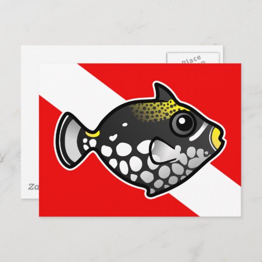 Cute Cartoon Clown Triggerfish Dive Vlag Briefkaart (Voorkant / Achterkant)